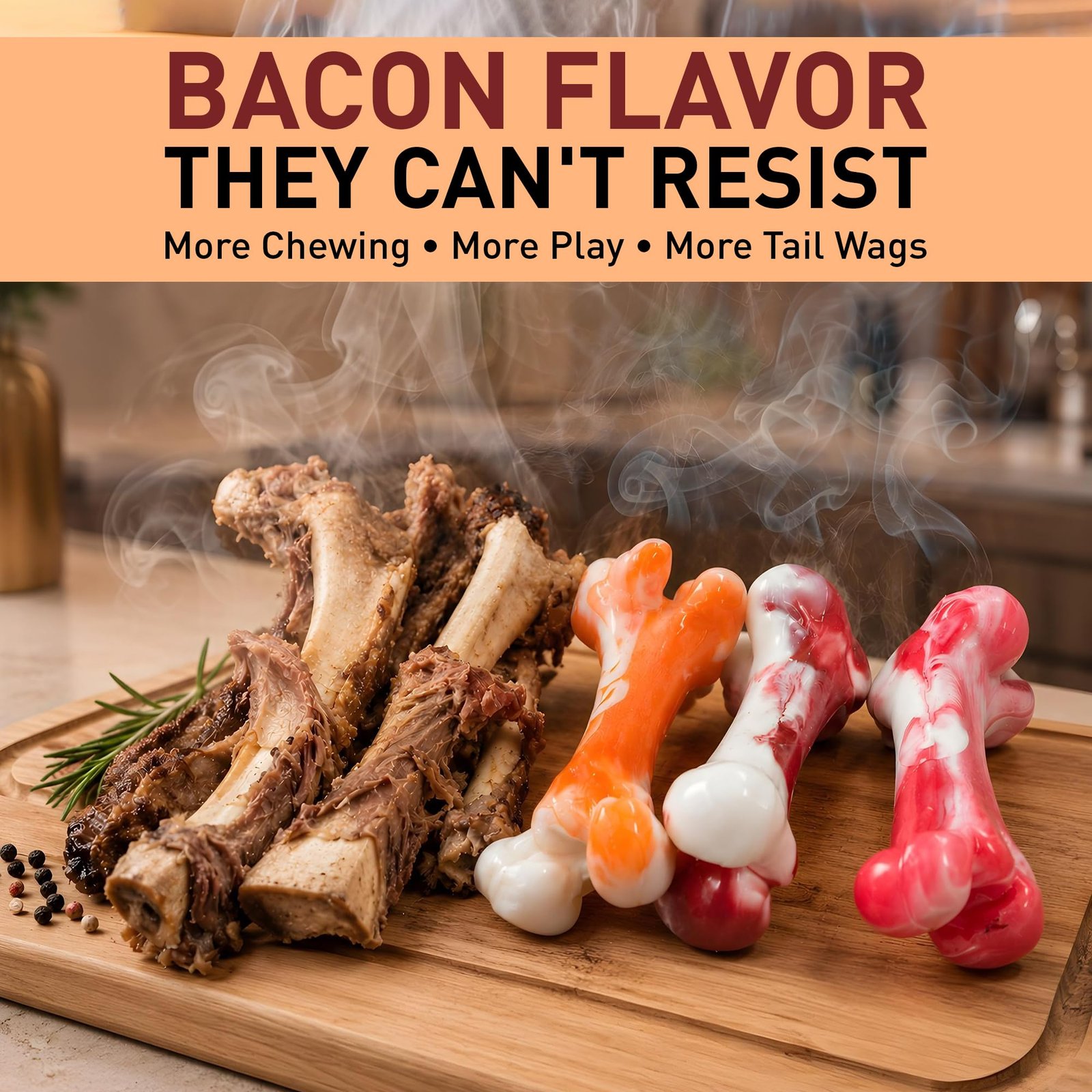 Chewzzle bacon flavor dog chew toy detail