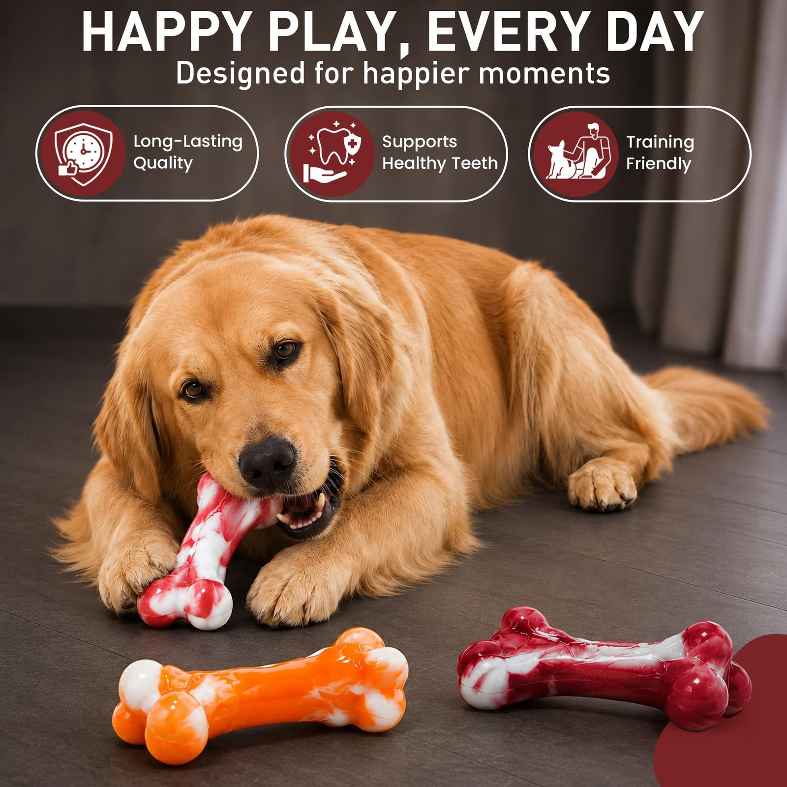 Chewzzle bacon flavor dog chew toy in use